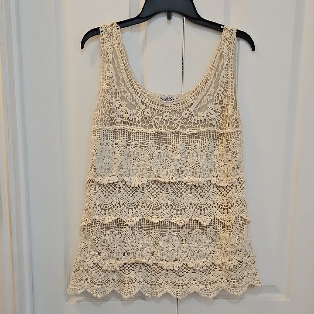 NorthStyle Crochet Lace Tank Top - Cream Size Small